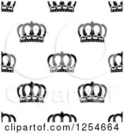 Clipart Of A Seamless Pattern Background Of Black And White Crowns Royalty Free Vector Illustration