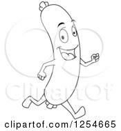 Clipart Of A Black And White Sausage Character Running Royalty Free Vector Illustration by Vector Tradition SM