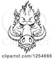Poster, Art Print Of Black And White Boar Face