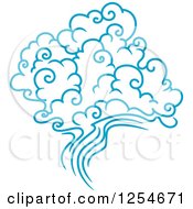 Clipart Of Blue Clouds And Wind Royalty Free Vector Illustration