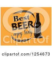 Clipart Of A Bottle With Best Beer Enjoy Tasty Text On Orange Royalty Free Vector Illustration