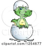Poster, Art Print Of Cute Green Hatching Dinosaur