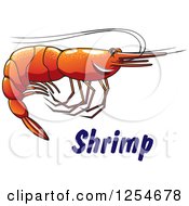 Clipart Of A Happy Shrimp With Text Royalty Free Vector Illustration