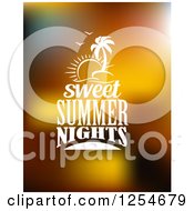 Clipart Of A Sun And Palm Tree With Sweet Summer Nights Text Royalty Free Vector Illustration