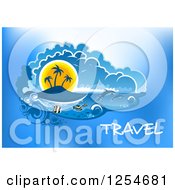 Poster, Art Print Of Tropical Island With Dolphins And Fish With Travel Text