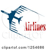 Clipart Of A Blue Airplane With Airlines Text Royalty Free Vector Illustration