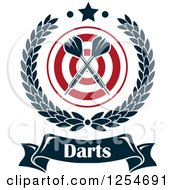 Poster, Art Print Of Crossed Darts In A Laurel Wreath Over A Target With Text And A Star