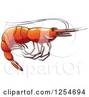 Clipart Of A Happy Shrimp Royalty Free Vector Illustration