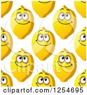 Clipart Of A Seamless Pattern Background Of Happy Lemons Royalty Free Vector Illustration