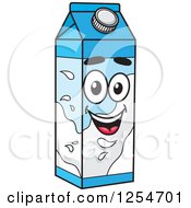 Clipart Of A Happy Milk Carton Royalty Free Vector Illustration