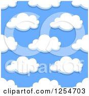 Clipart Of A Seamless Pattern Background Of Puffy Clouds On Blue Royalty Free Vector Illustration