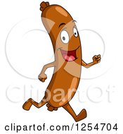 Clipart Of A Happy Sausage Character Running Royalty Free Vector Illustration