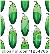 Clipart Of A Seamless Pattern Background Of Happy Cucumbers Royalty Free Vector Illustration