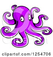 Clipart Of A Purple Octopus Royalty Free Vector Illustration