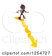 Poster, Art Print Of 3d Red Android Robot Walking Down Arrow Steps