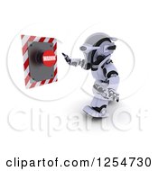 Poster, Art Print Of 3d Robot Pushing A Warning Button