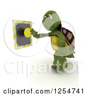 Poster, Art Print Of 3d Tortoise Pushing A Yellow Button