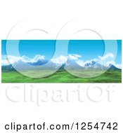 3d Widescreen Mountain Range And Green Valley