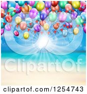 Poster, Art Print Of Beach With Sunshine And Party Balloons