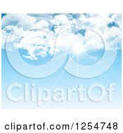 Clipart Of A Blue Sky With Clouds And Sun Shining Royalty Free Illustration