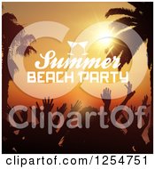 Poster, Art Print Of Crowd Of Silhouetted Dancers With Palm Trees And Summer Beach Party Text