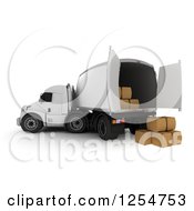 Poster, Art Print Of 3d Cargo Truck With Boxes