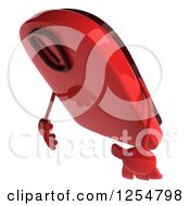 Clipart Of A 3d Red Foot Scale Character Pouting Royalty Free Illustration