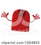 Clipart Of A 3d Red Foot Scale Character Jumping Royalty Free Illustration