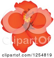 Clipart Of A Red Hibiscus Flower Royalty Free Vector Illustration