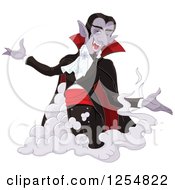 Welcoming Dracula Vampire Appearing From A Cloud