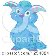 Poster, Art Print Of Cute Blue Monster Smiling