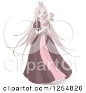 Poster, Art Print Of Pink Princess Holding A Rose