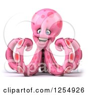 Clipart Of A 3d Pink Octopus Royalty Free Illustration by Julos