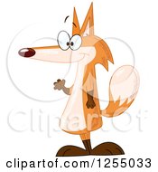 Clipart Of A Friendly Fox Waving Royalty Free Vector Illustration by yayayoyo