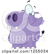 Poster, Art Print Of Friendly Purple Hippo Waving