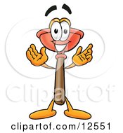 Clipart Picture Of A Sink Plunger Mascot Cartoon Character With Welcoming Open Arms