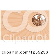 Clipart Of A Retro Woodcut Farmer Business Card Design Royalty Free Illustration