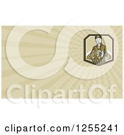 Clipart Of A Retro Woodcut Woman And Harvest Basket Business Card Design Royalty Free Illustration