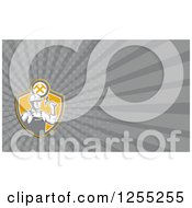 Clipart Of A Retro Construction Worker Business Card Design Royalty Free Illustration