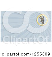 Clipart Of A Retro Lineman Business Card Design Royalty Free Illustration