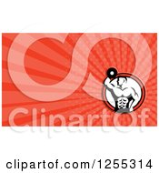 Clipart Of A Retro Bodybuilder Business Card Design Royalty Free Illustration
