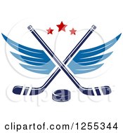 Poster, Art Print Of Puck And Winged Crossed Hockey Sticks