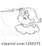 Poster, Art Print Of Black And White Zeus Holding A Lightning Bolt On A Cloud