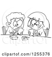 Poster, Art Print Of Black And White Boy And Girl Playing A Go Fish Card Game