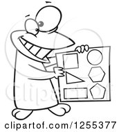 Poster, Art Print Of Black And White Happy Penguin Holding Shapes