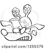 Clipart Of A Black And White Downward Dog On His Face Royalty Free Vector Illustration