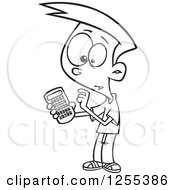 Poster, Art Print Of Black And White Boy Using A Calculator