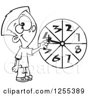 Poster, Art Print Of Black And White School Boy Spinning A Probability Wheel