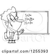Clipart Of A Black And White Female Math Teacher At A Chalk Board Royalty Free Vector Illustration by toonaday