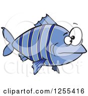 Clipart Of A Blue Striped Fish Royalty Free Vector Illustration